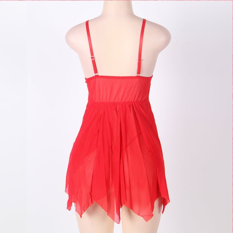 Flirty Red Lace Microfiber Babydoll - Luscious Goddess