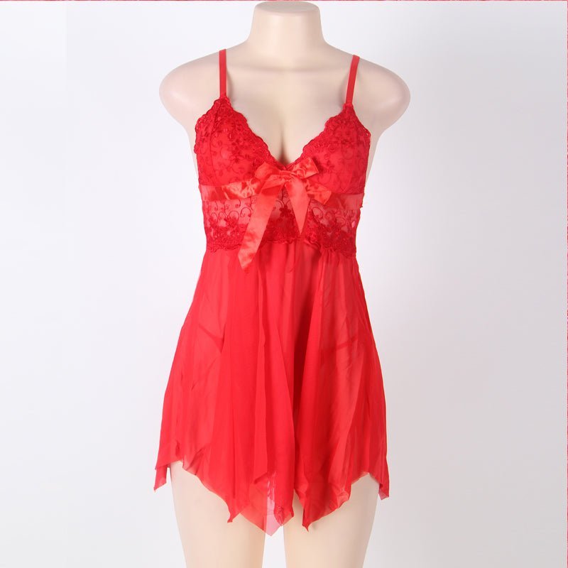 Flirty Red Lace Microfiber Babydoll - Luscious Goddess