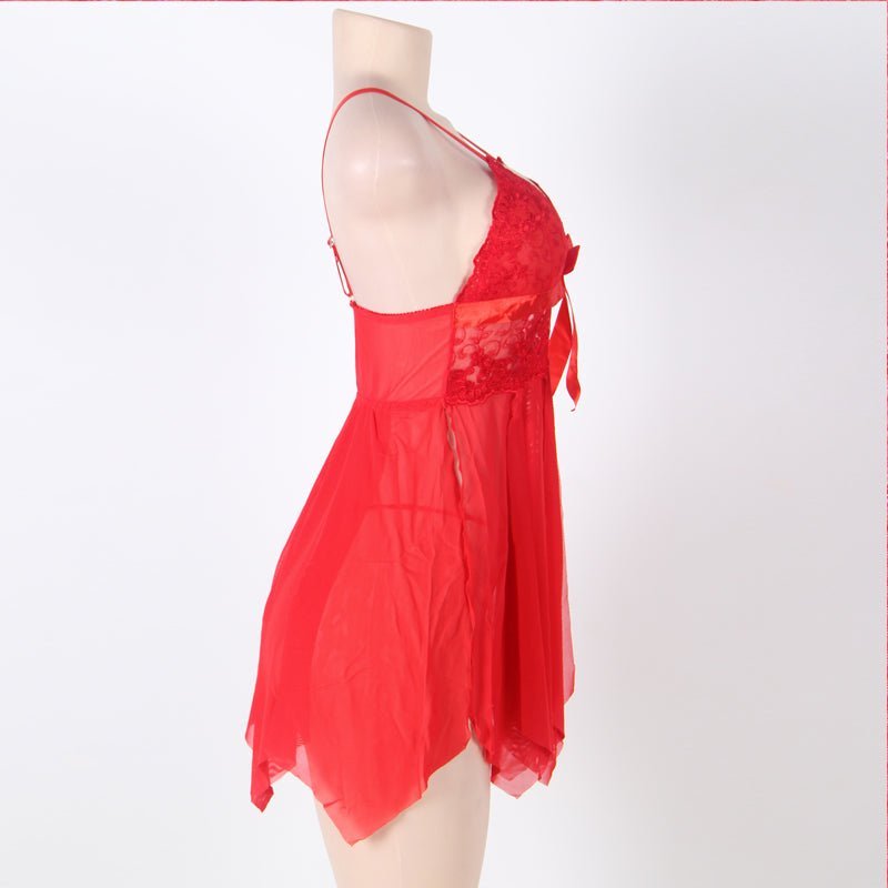 Flirty Red Lace Microfiber Babydoll - Luscious Goddess