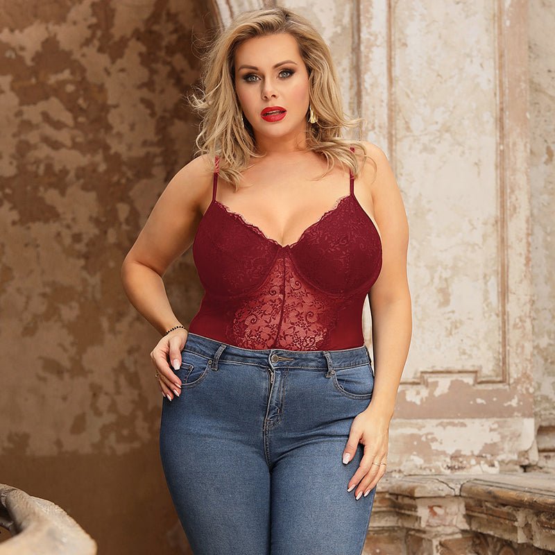 Lace Splicing Open Crotch Sexy Teddy - Luscious Goddess