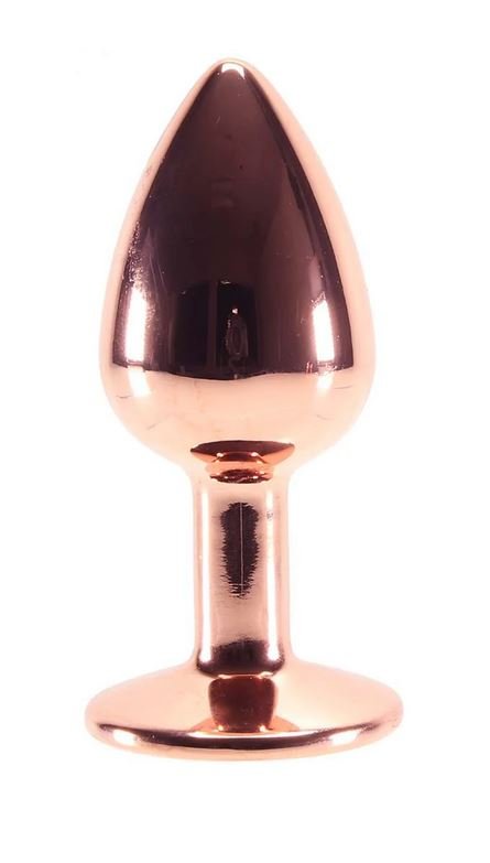Small Aluminium Plug with Pink Gem in Rose Gold - Luscious Goddess