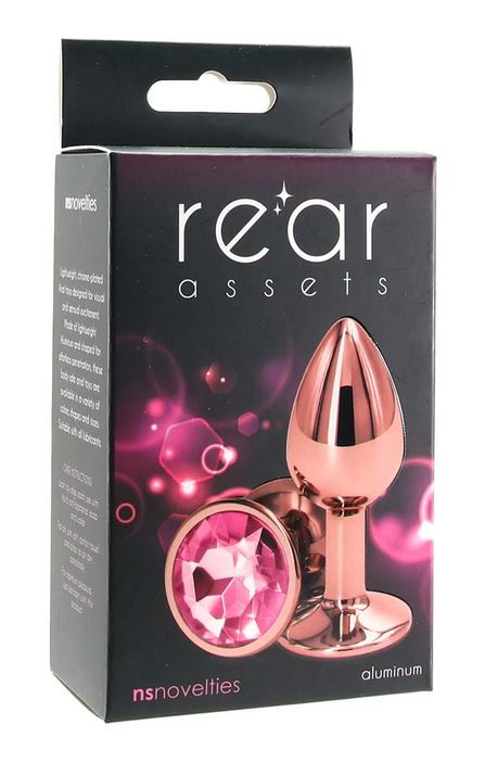 Small Aluminium Plug with Pink Gem in Rose Gold - Luscious Goddess