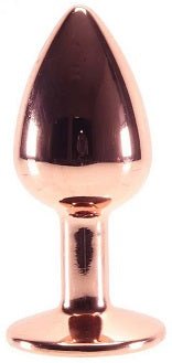 Small Aluminium Plug with Pink Gem in Rose Gold - Luscious Goddess