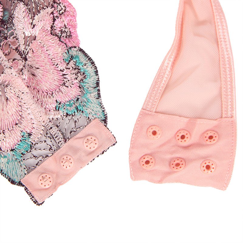 Transparent Floral Embroidered Lace Bodysuit - Luscious Goddess
