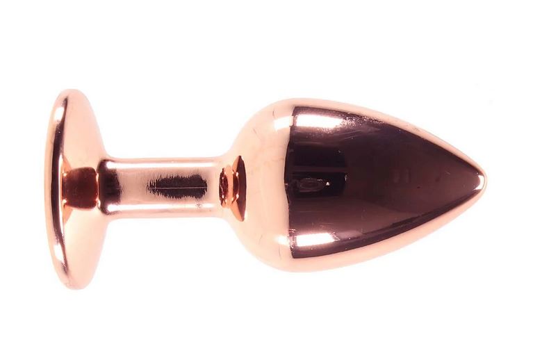 Small Aluminium Plug with Pink Gem in Rose Gold