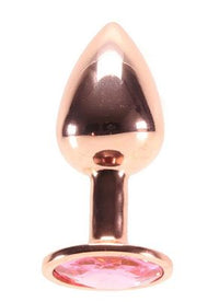 Small Aluminium Plug with Pink Gem in Rose Gold