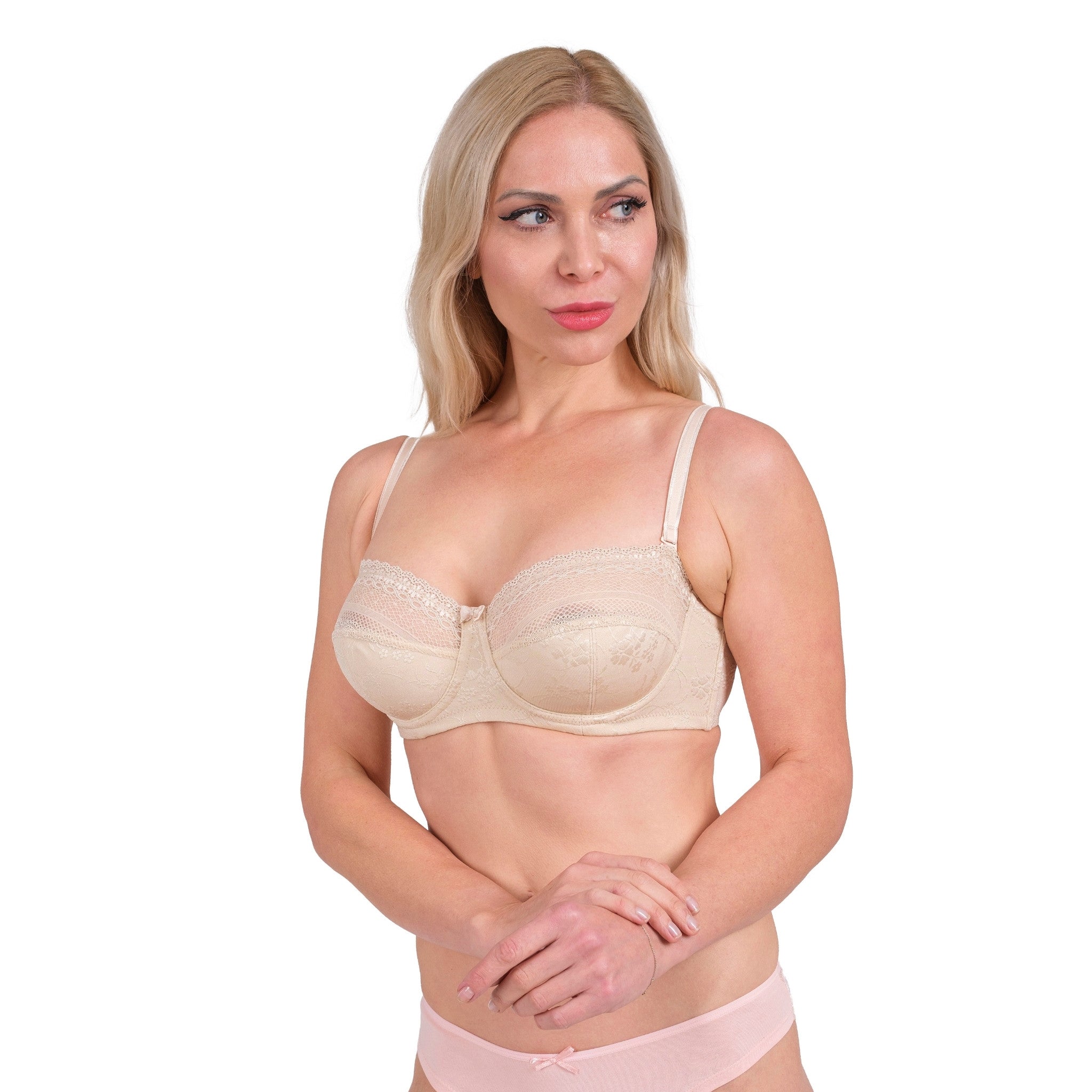 Women’s Lace Underwire Bra – Full-Coverage, Adjustable Straps & Breathable Floral Lingerie (Black, White, Nude)