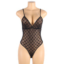 Checkered Pattern Lace Teddy - Luscious Goddess