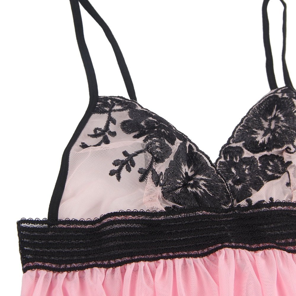 Exquisite Embroidery Transparent Lace Babydoll - Luscious Goddess