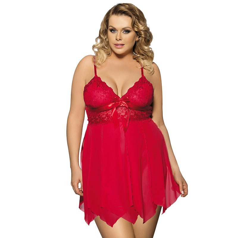 Flirty Red Lace Microfiber Babydoll