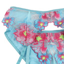 Floral Embroidery Bra & Panty Set with Garter Belt - Luscious Goddess