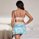 Floral Form Fitting Print Lace - up Babydoll - Luscious Goddess