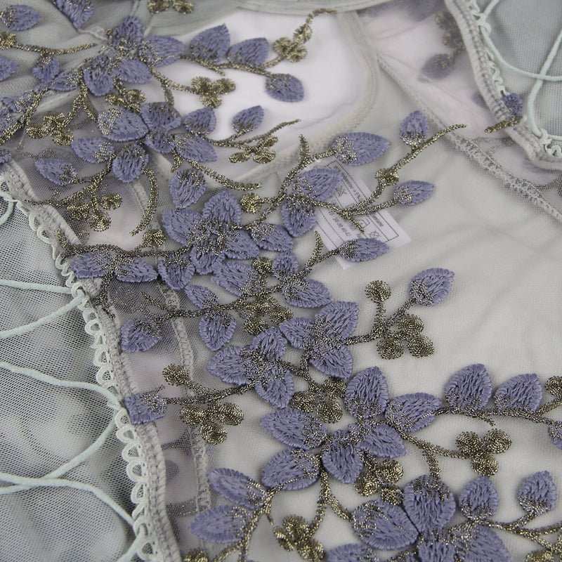 Transparent Teddy Symmetry Appliques Mesh Bodysuit With Underwire - Luscious Goddess