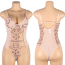 Transparent Teddy Symmetry Appliques Mesh Bodysuit With Underwire - Luscious Goddess